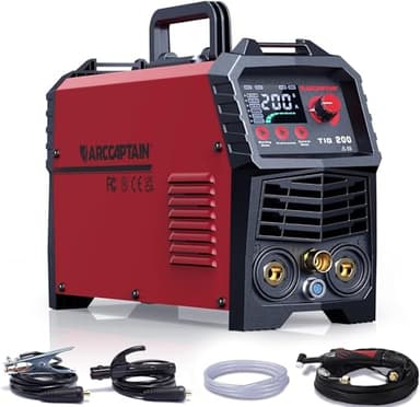 ARCCAPTAIN DC WIG Schweißgerät 200Amper IGBT - Kombi HF-Zündung TIG WIG Schweißgerät mit 200 Ampere und MMA E-Hand, mit Digitale LED Anzeige, Schweißen von Stahl, Edelstahl uvm
