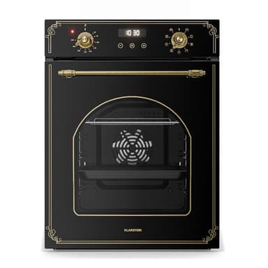 Klarstein Elizabeth Slim Einbaubackofen - 45 cm, 49 L, 9 Funktionen, Dampfreinigung, Digitaler Timer, Schwarzes Glas, Energieklasse A, Backofen Einbaugerät