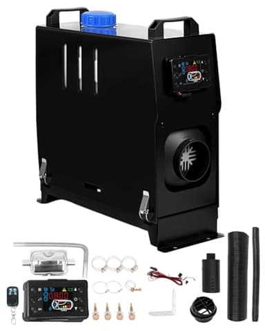 XYJBHB Diesel Standheizung 12V 5KW-8KW Luftheizung, Diesel Air Heater mit LCD-Display & Fernbedienung, Luft-Heizgerät inkl. Schalldämpfer für Wohnmobil, Wohnwagen, LKW, Boot und Bus (8KW Schwarz)