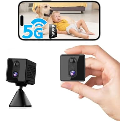aidowocam Mini Kamera 4K Überwachungskamera mit 64G SD WLAN WiFi Camera Live Übertragung Handy APP Für Lange Standby Akku Kamera,Bewegungsmelder Nachtsicht