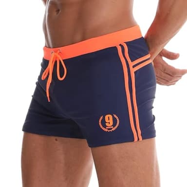 Arcweg Badehose Herren Eng Kurz Badeshorts mit Tunnelzug Schwimmhose Wassersport Kurze Hose UV Schutz Jungen Schwimmwear Schulschwimmen Orange L(EU