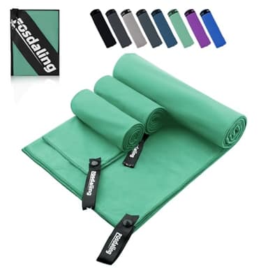 Mikrofaser Handtuch 3er Set - Groß 200*100cm & 2 Klein 80×40cm, Schnelltrocknend Microfaser Sporthandtuch, für Reisehandtuch, Badetuch, Fitness & Sport Handtücher und Strandtuch (Grasgrün)