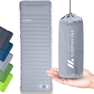 NORDMUT® Isomatte Schnellaufblasend mit integrierter Fußpumpe 10 cm - Isomatte Camping mit kleinem Packmaß - Outdoor Matratze für müheloses aufpumpen - Camping Matratze ultra komfortabel