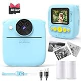 NUOTUN Sofortbildkamera Kinder, Kinder Kamera mit Fotos drucken, 2,0 Zoll HD Bildschirm, 8X Zoom, 1080P Digitalkamera mit Druckpapier & Karte, Kinderkamera Geschenk mädchen & Junge 3-12 Jahre (Blau)