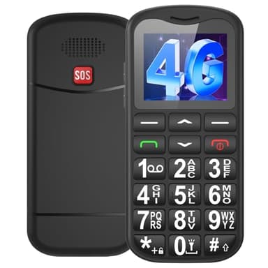 Ufferson 4G Seniorenhandy mit Großen Tasten | Mobiltelefon Ohne Vertrag mit Nano-SIM-Schlitz | 1.7 Zoll LCD | SOS-Funktion | Kurzwahl | Tastenhandy mit Taschenlampe | Ladestation | Schwarz
