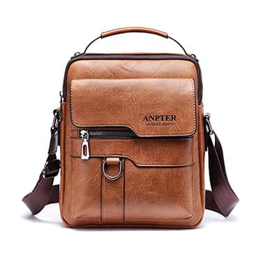 ANPTER Umhängetasche PU Leder Herren Schultertasche Herrentasche Shoulder Bag Seitentasche Crossbody Vintage Handytasche Messenger Umhängen Tasche Man Bag (Braun Schultertaschen)