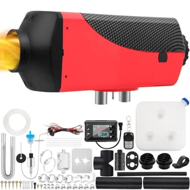 12V 5KW Standheizung Diesel,Rot, Lufterhitzer,kraftstoff Autoheizung mit LCD-Schalter, Fernbedienung, für Auto Wohnmobil,Boot,LKW,Busse