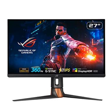ASUS ROG Swift PG27AQN - 27 Zoll WQHD Gaming Monitor - 360 Hz, 1ms GtG, G-Sync, Nvidia Reflex, DisplayHDR 600 - Ultra Fast-IPS Panel, 16:9, 2560x1440, DisplayPort 1.4 DSC, Schwarz