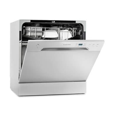 Klarstein Amazonia 8 - Spülmaschine, Geschirrspüler, Freistehend, Teilintegriert, F, 55 cm breit, 8 Maßgedecke, 6 Programme, Aquastop, silber