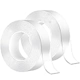 2 Rollen Doppelseitiges Klebeband Extra Stark, 20M Multifunktionales Wiederverwendbares, Spurloses Waschbares Transparent Nano Klebeband, Für Teppich, Küche, Party, Foto-Poster Doppelklebeband.
