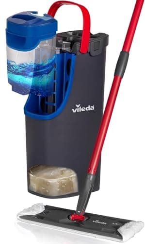 Vileda H2PrO Bodenwischer Set mit Eimer,100% Trennung von Frisch und Schmutzwasser,Hygienisches Reinigungssystem mit Mikrofaser, Wassersparend, ergonomisch | Einhandbedienung | Eco-Verpackung | Grau