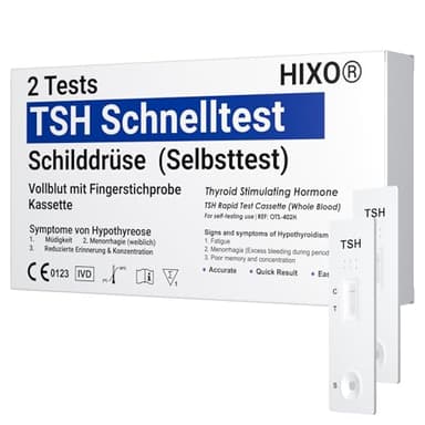 2x TSH Test Schilddrüsenunterfunktion – Zuhause – Kontrolle des Schilddrüsenhormons (TSH) – Selbsttest Blut aus Fingerkuppe – in 10 Min – Ohne Laboranalyse – Früherkennung Heimtest