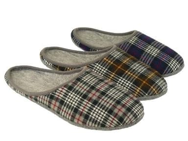 Herren Damen Filzpantoffeln Hausschuhe Filzsohle Latschen Made in Germany 36-48 (blau kariert, EU Schuhgrößensystem, Erwachsene, Numerisch, M, 44)