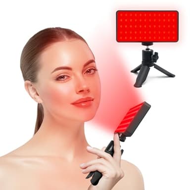 Hottoerak 660nm & 850nm Rotlicht Panel, Infrarotlampe mit Ständer & einstellbarer Helligkeit & Timer, Rotlichtlampe für Reisen, den Heimgebrauch Geeignet