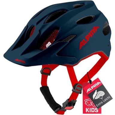 Alpina Carapax JR. - Leichter, Robuster und Sicherer Fahrradhelm Mit Fliegennetz und Optionalen LED-Licht für Kinder, Indigo matt, 51-56 cm