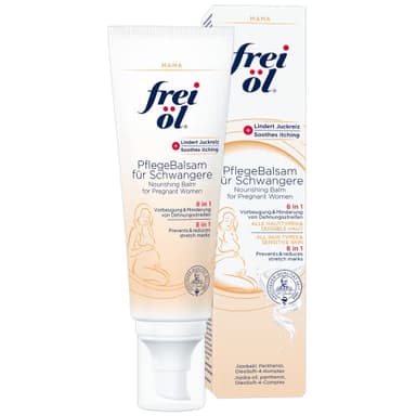 frei öl PflegeBalsam für Schwangere, Vorbeugung & Minderung von Dehnungsstreifen, lindert Juckreiz und Spannungsgefühle, vegan, 125 ml