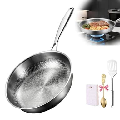 Titan Pfanne, Titanpfanne, Titan-Pfanne Pro Mit Deckel 2025, Titanpfanne Bratpfanne, Gleichmäßiges Erhitzen, Uncoated Titanium Bratpfanne Für Die Küche Kochen (28CM, Kein Topfdeckel enthalten)