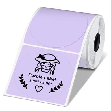 Phomemo M110 M120 M220 M221 M250 M150 M421 Etikettendrucker Runde Thermoetiketten,Phomemo Violett Runde Etiketten 50 mm x 50 mm für Barcodes, Adressen, Namen, Logos, Preise, Dankeschön (1 Rolle)
