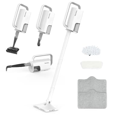 Dampfreiniger Upright, Aufheizzeit: 15 s, Handgerät mit abnehmbarem Reiniger, 2 Dampfstufen, Zubehörteile und Mikrofaserpads, Ideal für Alle Böden, Teppiche