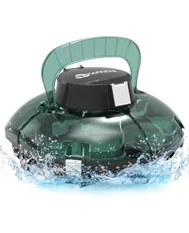 WINNY POOL CLEANER Winny 200 Poolroboter, Poolsauger kabellos mit Akku, 75 Min. Laufzeit, für Aufstellpools bis 60 m², Doppelfiltration, Automatisches Parken, Kompakt Leicht (Transparent Grün-Weiß)