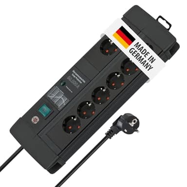 Brennenstuhl Premium-Line Steckdosenleiste 8-Fach mit Überspannungsschutz (Mehrfachsteckdose mit Schalter und 3m Kabel, Made in Germany) schwarz