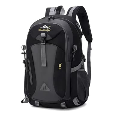 Nircho Wanderrucksack Herren Damen 40L Wasserdichter Rucksack Leicht Groß Reiserucksack,Outdoorrucksack mit Reflexstreifen Für Wandern, Radfahren, Klettern, Bergsteigen und Reisen Sport (Black)