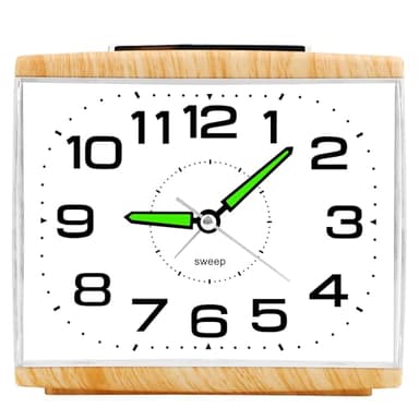 Ayybboo Wecker Analog Ohne Ticken,Seniorenwecker mit Schlummerfunktion,Nachtlicht,Lauter Alarm,Großes Zifferblatt Quarzwecker,Wecker Schlafzimmer(Holzfarben)