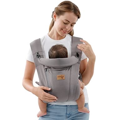 vrbabies Babytrage für Neugeborene ab Geburt Extra Weich, Bauchtrage Baby-Tragetasche Ergonomisch,Geeignet für Babys von 3,5–10 kg(Dunkelgrau - ohne Gürtel)
