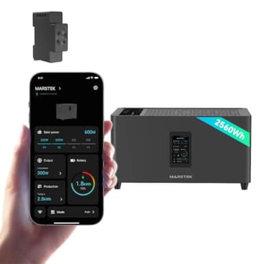 Marstek Jupiter C Plus Balkonkraftwerk mit Speicher & Wechselrichter, 0% MwSt, 2.56kWh LFP-Akku mit Zähler, App-Steuerung, 4 MPPT 2.4kW PV-Eingangsleistung/800W On-Grid-Ausgang, IP65, Plug&Play