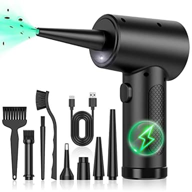 Elektrische Staubgebläse Druckluftspray für PC Reinigungsset, 91000 U/min Compressed Air, 3-Gang einstellbare Air Duster Luftdruckspray, Tastatur Reinigung für PC, Elektronik, Sofa, Auto (Schwarz)