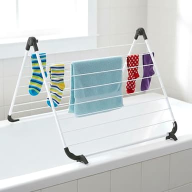Spetebo Wäschetrockner für Badewanne - 10 m Trockenlänge - Badewannen Wäscheständer zum Klappen - Badewanne Rand Wäsche Trockner Ständer faltbar
