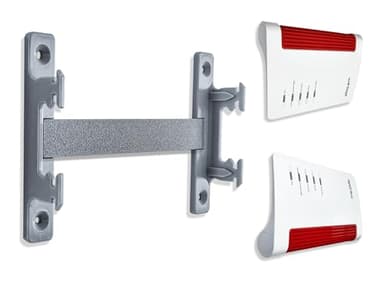 Decoralin Wandhalterung für Fritz!Box 5590, 6660, 6670, 7590, 7590 AX, 7690 – Kunststoff Fritzbox Halterung mit Abstandshalter – inklusive Schrauben & Befestigungen – einfache Montage – Grau