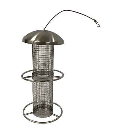 Dehner Natura Premium Wildvogel Futtersäule Domestico, Futterstation für Wildvögel, Futterstelle rostfrei / hängend, ca. 28 x 14 x 14 cm, Edelstahl, silber