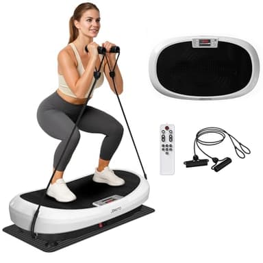 JOROTO Vibrationsplatte 4D für Zuhause | 3 leistungsstarke Motoren | Professionelles Ganzkörpertraining | 10 Modi (3 Auto/7 Manuell) + Präziser Timer | bis 158kg, leise & rutschfest