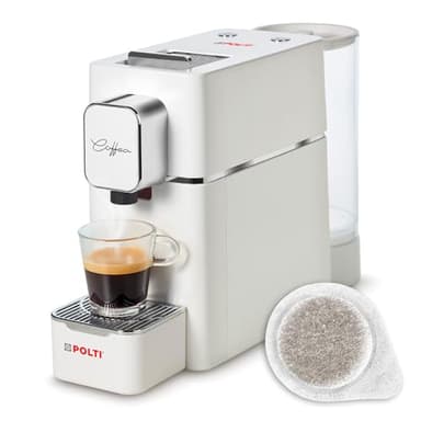 POLTI Coffea S15W Espressomaschine, kompatibel mit E.S.E. Pads 44 mm, 0,85 l Tank, Pumpendruck 19 Bar, weiße Farbe