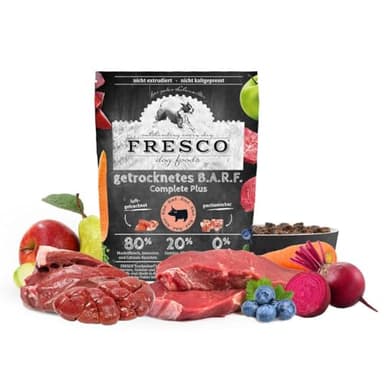 FRESCO Dog Complete Plus Trockenbarf Rind 1kg | natürliches Trockenfutter für Hunde aus frischem Fleisch, Obst und Gemüse | 100% frische Zutaten | ohne künstliche Zusätze