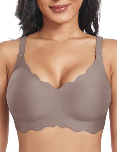 Uroagous Glatter BH Damen Ohne Bügel Blütenblatt-Design Ohne Bügel Nahtloser Damen Mit Zusätzlicher-Verlängerung - Grau, XXL