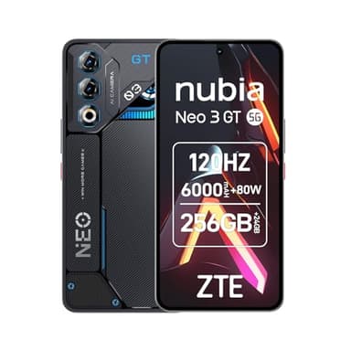 nubia ZTE Neo 3 GT 5G Gaming Smartphone mit IA, 12GB+256GB, Seitenauslöser, LED-Lichter, 6,8" 120Hz OLED Display, 5000mAh Akku, Android 15, grau
