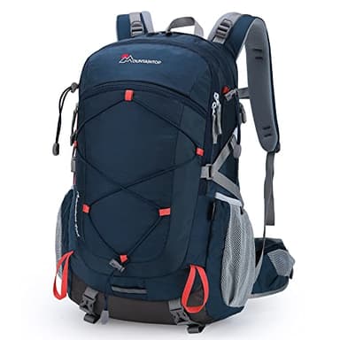 Mountaintop 40L Wanderrucksack Herren Damen Trekkingrucksack mit Regenhülle Multifunktionale Camping Klettern Reisen Outdoor Rucksäcke (Blau orange)