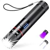 Laitver Taschenlampe LED/UV Aufladbar 2 in 1, Superhell Taschenlampen mit 395nm UV Schwarzlicht-6 Modi, Zoombar, Lange Akkulaufzeit, Wasserdischt Mini Handlampe für Belecutung, Erkennung von Tierurin