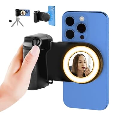HAFOKO Magnetisch Smartphone CapGrip Kamera Handy Selfie Telefon Griff Handhaben Foto Telefon Halter mit Bluetooth Kabellos Fernbedienung Kompatibel für iPhone Alle Telefone Video Shooting Vlog