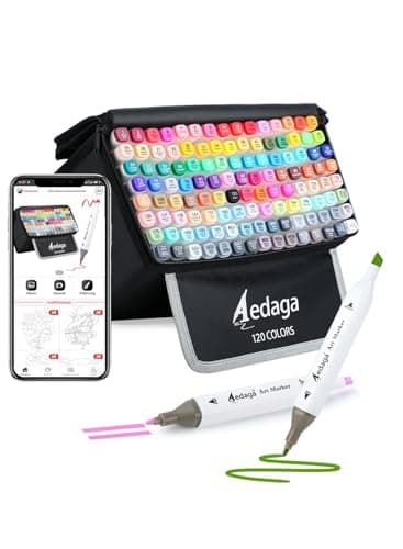 HornedDragon 120 Farben Alkohol Marker mit App, Alkoholmarker mit Ständer-Etui, Alkohol Stifte Doppelspitze, Alcohol Marker für Erwachsene, Malen, Skizzieren & Zeichnen