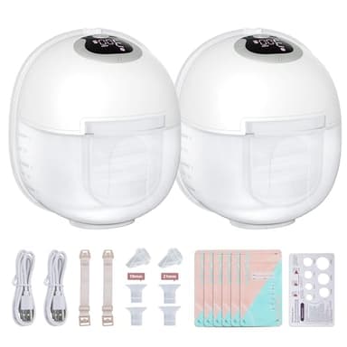 Milchpumpe Elektrisch Tragbar, Elektrische freihändig 4 Modi und 9 Stufen, Milchpumpe mit LED-Anzeige, mit 19/21-mm-Flansch, BPA-frei, lange Lebensdauer (2 Stück, weiß)