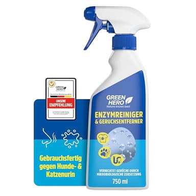 Green Hero Enzymreiniger & Geruchsneutralisierer 750 ml | Katzenurin & Hundeurin Entferner | Extrem Geruchsentferner für Räume zum Katzen Urin Geruch neutralisieren