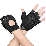 Fitness Handschuhe Damen Herren Trainingshandschuhe 2 Stück Anti Rutsch Silikon Atmungsaktive Sporthandschuhe für Gewichtheben Krafttraining, Handflächenschutz, Radfahren, Bewegung (Schwarz, S)