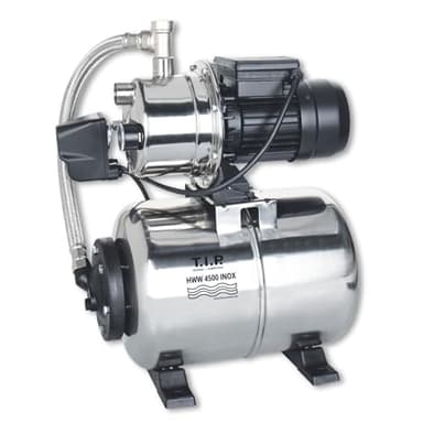 T.I.P. Hauswasserwerk HWW 4500 INOX | Edelstahl | 4.350 l/h | max. 50 m Förderhöhe | 5 bar | 22 l Tank | 1.200 W Leistung | Manometer | robust, zuverlässig & korrosionsfrei | Thermo-Überlastschutz