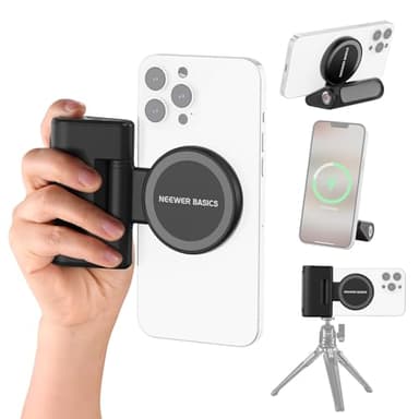 NEEWER Basics Magnetischer Smartphone Grip, Handy Kameragriff mit Fernauslöser, nur kompatibel mit MagSafe iPhone, 18W Magnet Laden, 5000mAh wiederaufladbar für Selfie Stativ Videoaufnahmen, WS-25001