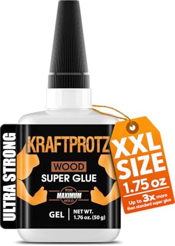 Sekundenkleber Gel für Holz & Bastelbedarf extra stark – 50 g Superkleber – transparent, wasserfest & schnelltrocknend – hitzebeständig – Holzkleber für Möbel, Laminat, Parkett, Kork – KRAFTPROTZ