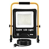 FIVMEN Baustrahler 100W 8500LM LED Strahler Arbeitsleuchte mit Standgestell und 3m Kabel Stecker Baulampe Arbeitsscheinwerfer Wasserdicht IP66 für Garage Werkstatt Baustelle, Kaltweiß