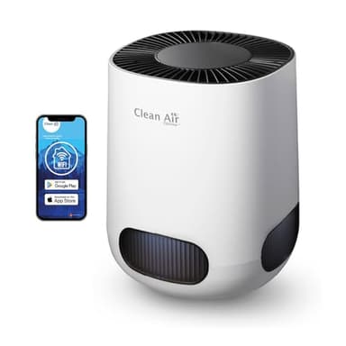Clean Air Optima CA-503T Compact Smart - Intelligenter HEPA UV-LED Ionisator Luftreiniger - Leiser Ventilator: <10dB(A) im Schlafmodus - Geeignet für Räume bis: 30m² / 75m³ (Weiß/schwarz)